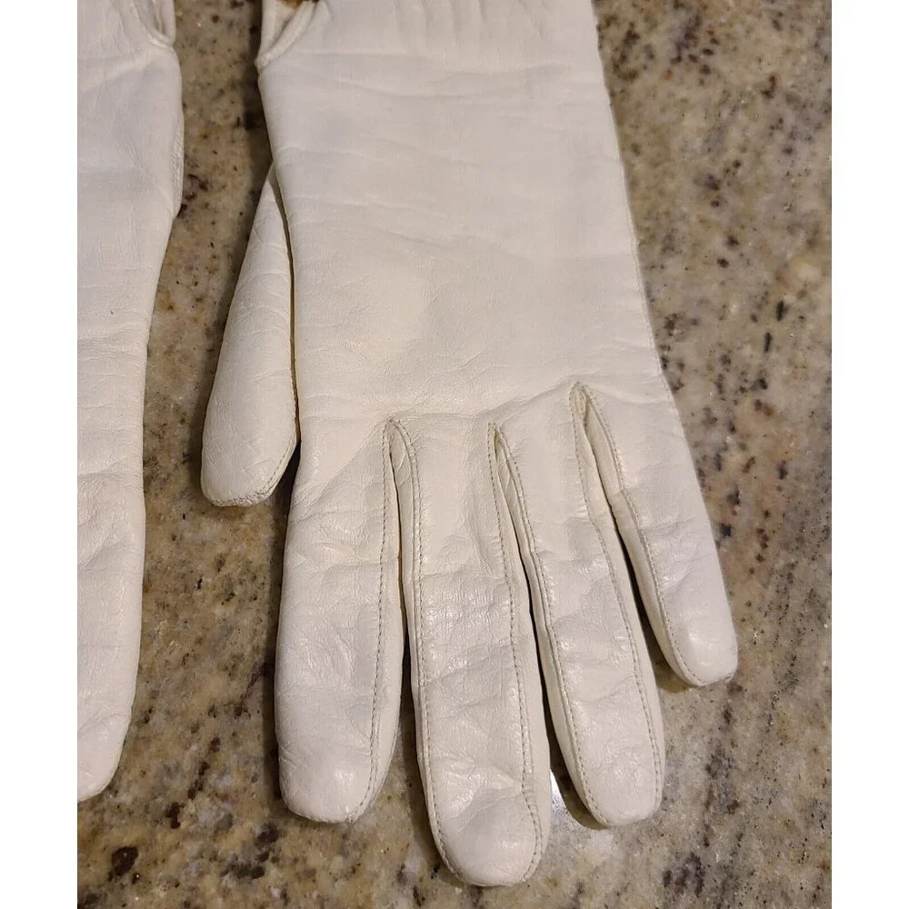 Vintage Size S Cream Soft Leather Knit Lined 8